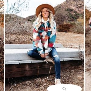 ZION DISTRESSED BUTTON DOWN SHACKET - RUST - MEDIUM